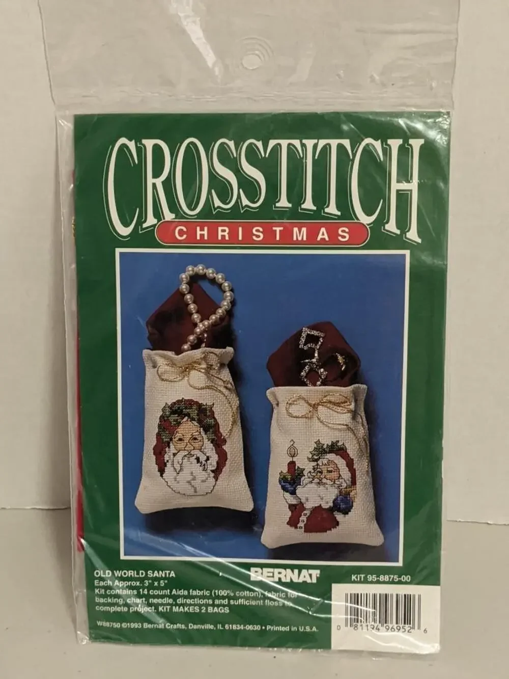 Bernat Old World Santa Bags Cross Stitch Christmas Kti 95-8875-00 New -102026